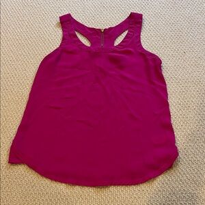 Express Fuchsia Tank Top XS Flowy Racerback Gold Zipper Blouse